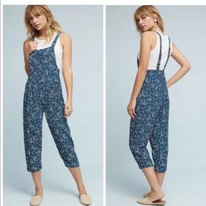 Anthropologie Maeve Tidal Overalls Blue Printed M